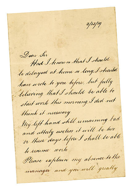 A letter written by a man to his employer in 1889. The man is obviously injured and is unable to return to work just yet, for which he is apologising.