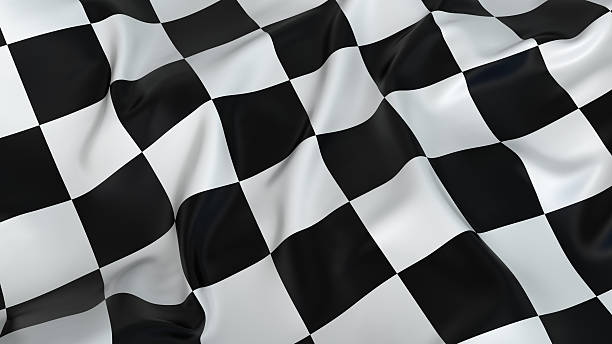 bandeira de chegada - checkered flag flag auto racing starting line - fotografias e filmes do acervo