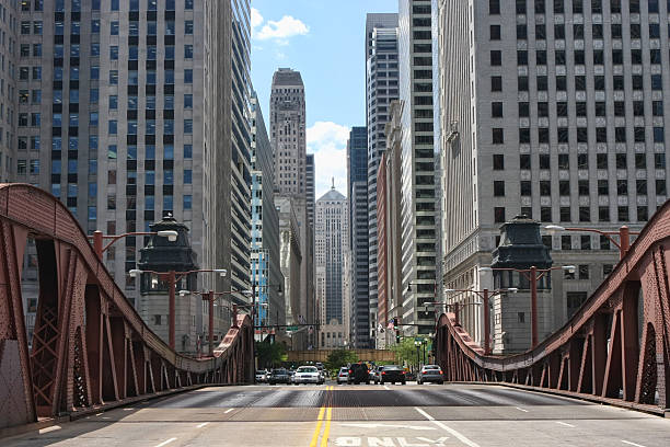 Chicago LaSalle Boulevard e Câmara de Comércio - fotografia de stock