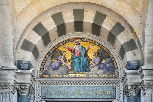 Notre Dame de la Garde, a Byzantine architecture basilica in Marseille, France.