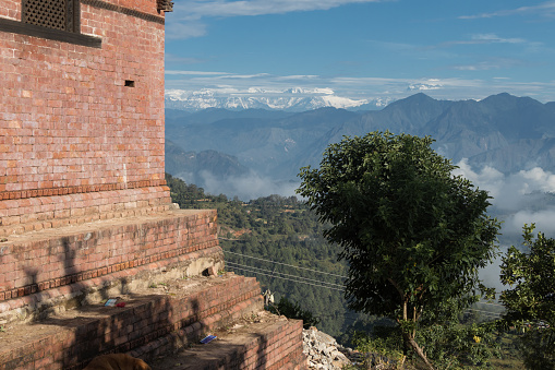 Beautiful mountain range and mountains located at Pokhara as seen from Bhairabsthan Temple, Bhairabsthan, Palpa, Nepal