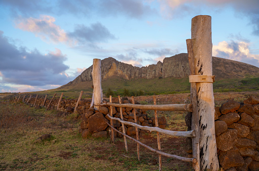 Old wooden railings,  Easter Island ，Chile