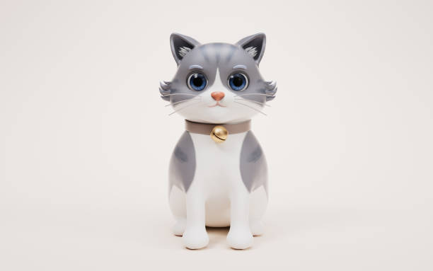 istock 3D cartoon style cute cat, 3d rendering. 1841616991