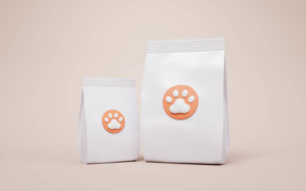 White pet food package bag, 3d rendering. 3D illustration.