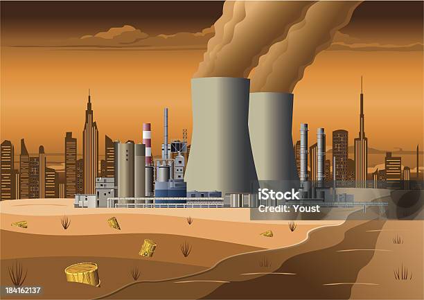 Nuclear Power Station Stock Illustration - Download Image Now - Nuclear Power Station, Nuclear Reactor, Fumes