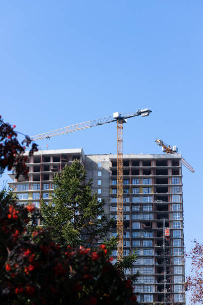 istock An unfinished house and a construction crane against the sky 1841653632