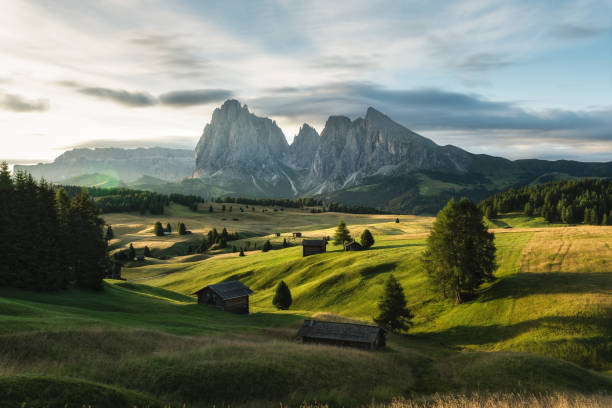 istock Dolomites Alpe di Siusi sunrise view 1841661156