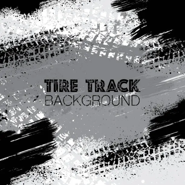 Vector illustration of Grunge grey tire track background
