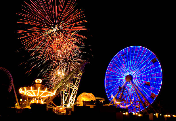 istock Amusemant Pier in Wildwood, New Jersey with Colorful Firework Explosions 184167304
