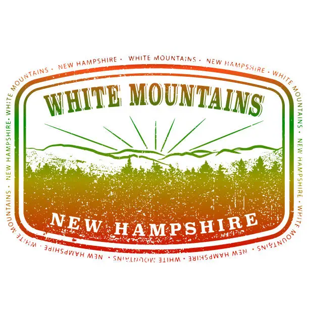 Vector illustration of White Mountains New Hampshire Travel Stamp