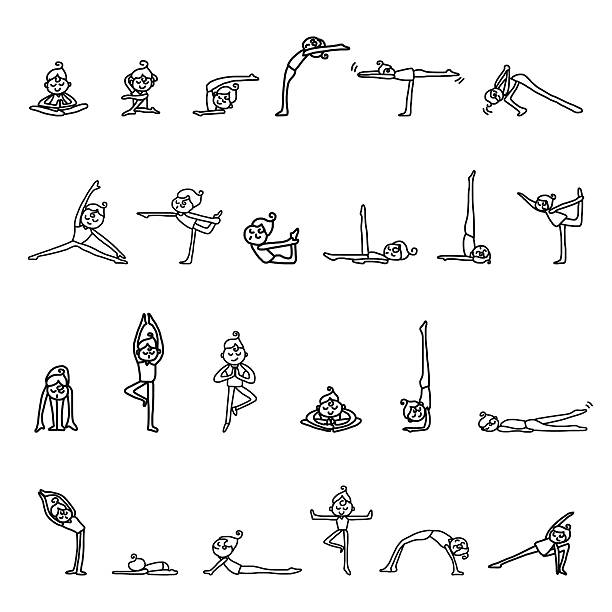ilustrações de stock, clip art, desenhos animados e ícones de mulher praticar ioga - yoga posture dog cobra