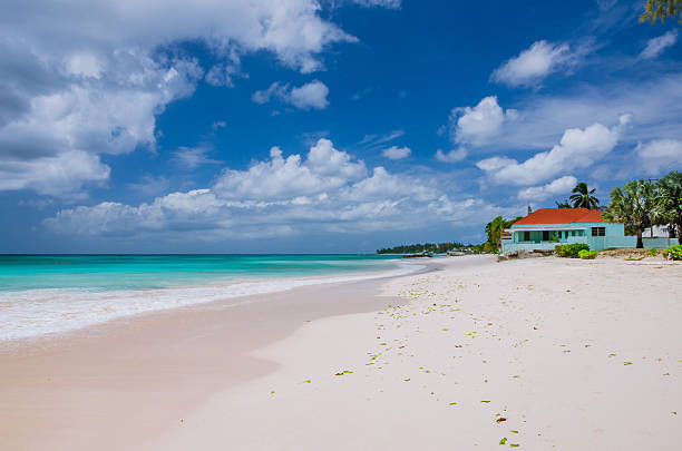 istock Deserted White Sand Beach in Barbados 184173119