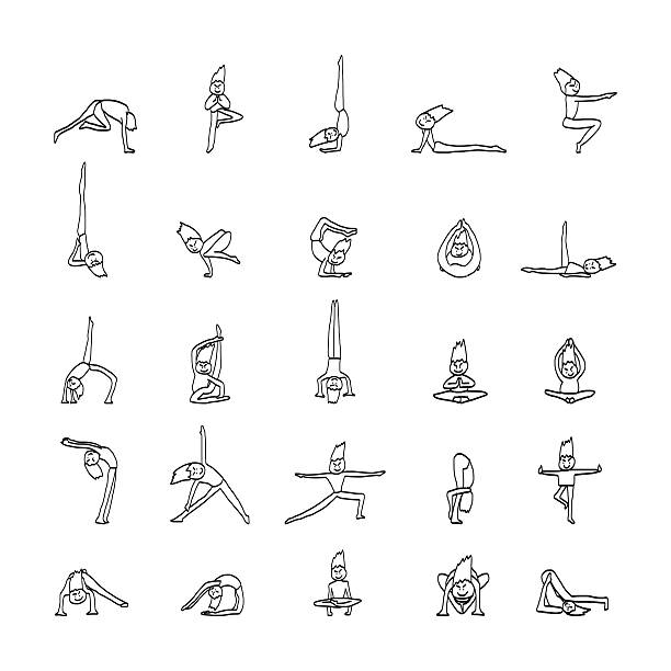 ilustrações de stock, clip art, desenhos animados e ícones de mão de desenho de mulher de ioga - yoga posture dog cobra