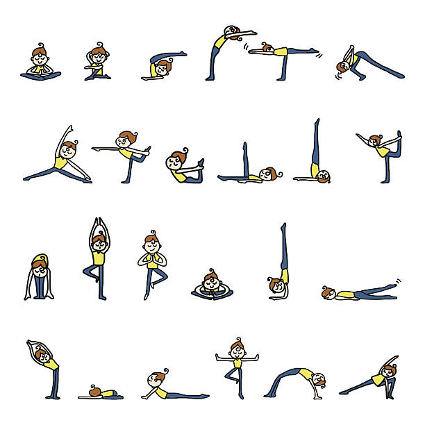 ilustrações de stock, clip art, desenhos animados e ícones de mulher praticar ioga - yoga posture dog cobra