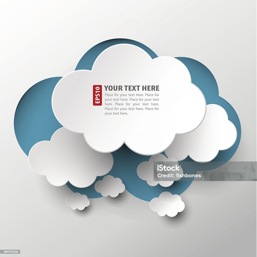 White cloud cutouts arranged over blue cloud Abstract background for cloud computing concept. Cloud Computing stock vector