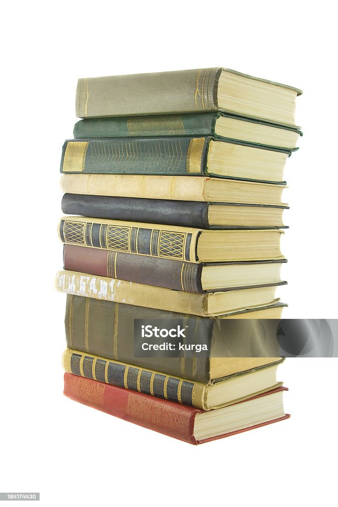 Pilha de livros isolados no fundo branco - Foto de stock de Aberto royalty-free