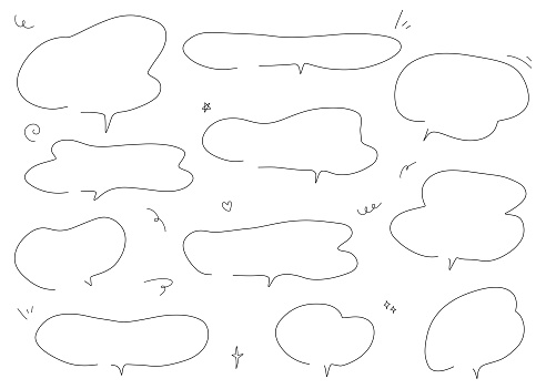 Hand Draw Call Out Simple Handwritten Call Out Set Vector Handwritten Popup Balloon Set ...