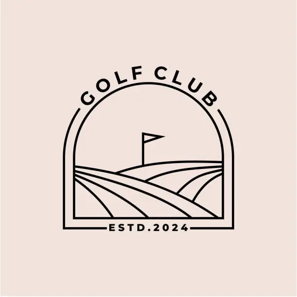 Vector illustration of golf template line art logo vector simple design for golf club