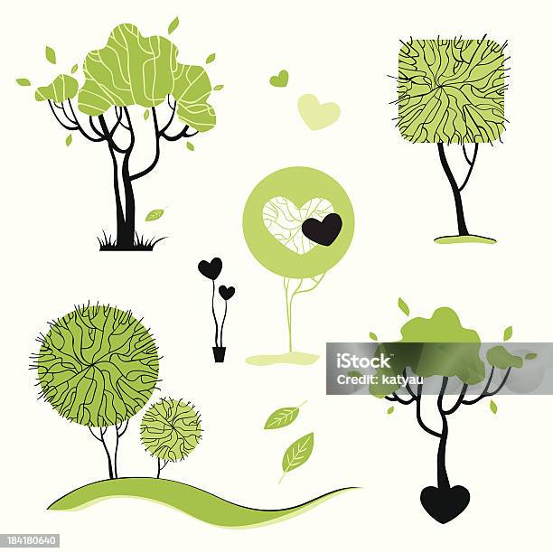 Abstract Trees Set Vector Illustration Isolated Stock Illustration - Download Image Now - Backgrounds, Biology, Branch - Plant Part