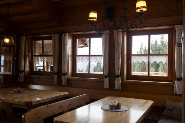 istock Austrian cafe in a wooden house overlooking the forest 1841856357
