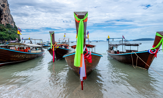 Boat at Railay Beach in Krabi Province in southern Thailand