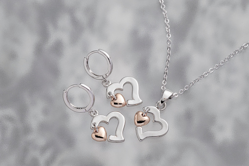 Cute and beautiful heart necklace and earrings