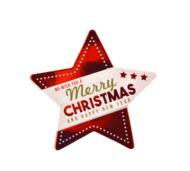 Christmas star label ornament isolated on white background