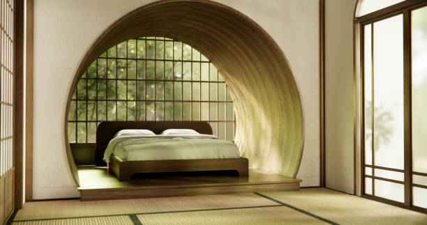 istock Interior Luxury modern Japanese style bedroom mock up, Designing the most beautiful. 1841961002