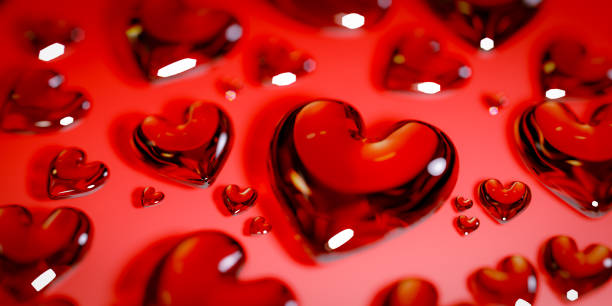 istock The background of a heart-shaped object pattern made of strong red glass, 3d rendering 1841974036