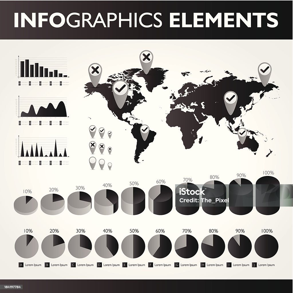 Черно-белый набор инфографики - Векторная графика Абстрактный роялти-фри