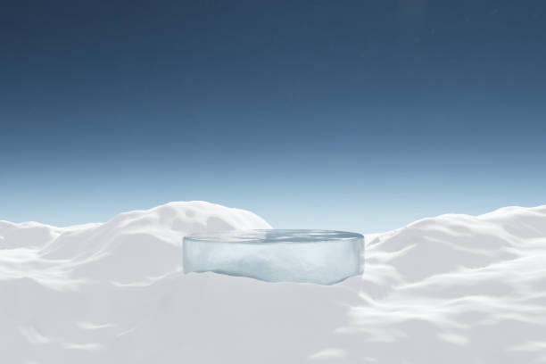 istock 3d render platform and Natural winter background, Ice podium on  snow ground for product display, advertising, mockup or etc 1841989951
