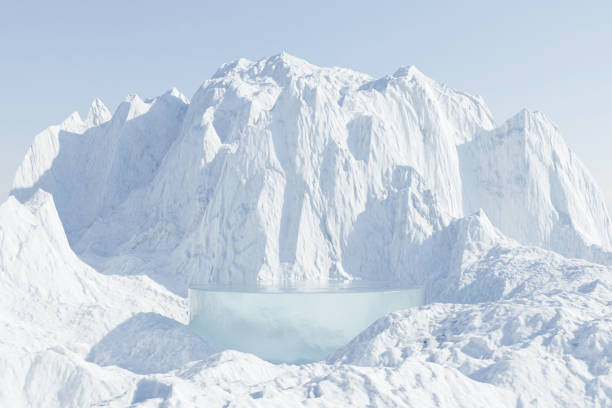 istock 3d render winter platform and natural podium background, Ice podium on the snow mountain, Backdrop clear sky for product display, advertising, mockup or etc 1841990280