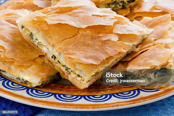 Opa Spanakopita Greek Spinach Pie In Close Stock Photo - Download Image Now - Appetizer, Baked, Baked Pastry Item