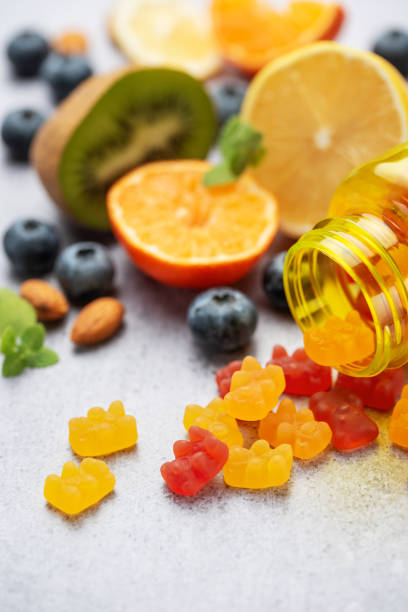 istock Chewable gummy vitamins and fruits 1842005481