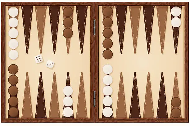 Vector illustration of Backgammon board illustration with dice