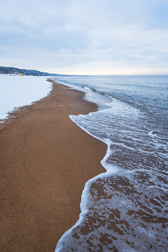 Saulkrasti beach on a winter morning.