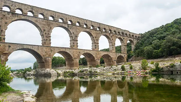 Pont du Gard (Gard, Languedoc-Roussillon, France), the famous bridge, Unesco World Heritage Site
