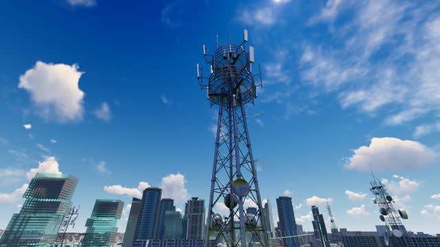 Time-lapse photography of city 5g signal tower.