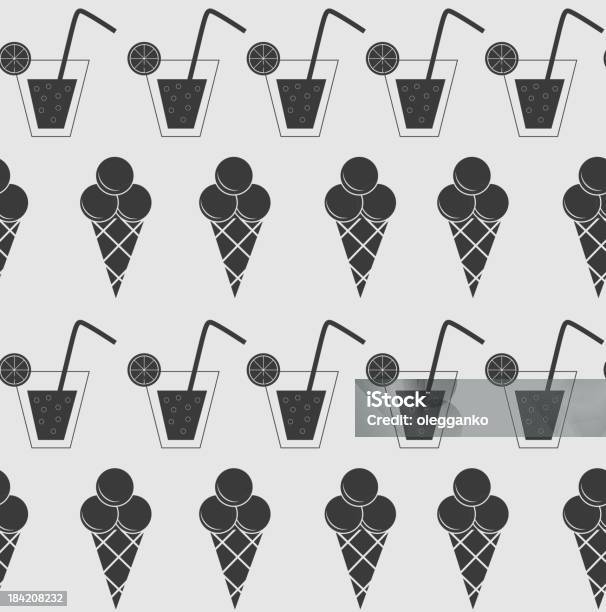 お飲物やアイスクリームのシームレスなパターン背景ベクトル Illustrat - アイスクリームのベクターアート素材や画像を多数ご用意 - アイスクリーム, イラストレーション, カクテル