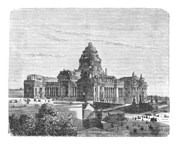 istock Historical building - Palace of justice in Brussel - Vintage engraved illustration 1842096533