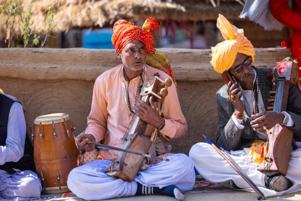 Male artist at surajkund craft fair stock photo