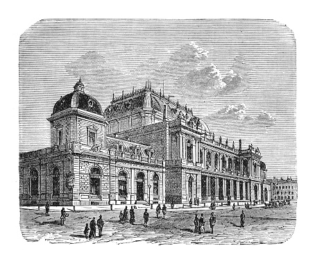 Vintage engraved illustration - Frankfurt Stock Exchange in Frankfurt