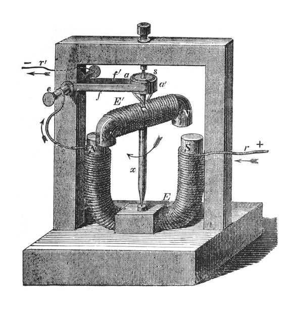 ilustrações de stock, clip art, desenhos animados e ícones de electricity machine (magno electric) - vintage engraved illustration isolated on white background - thomas alva edison museum