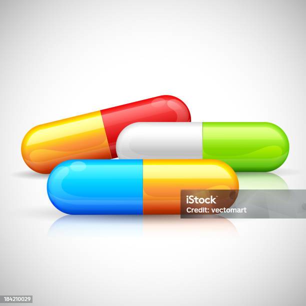 Farbenfrohes Kapsel Stock Vektor Art und mehr Bilder von Abnehmen - Abnehmen, Antibiotikum, Bunt - Farbton