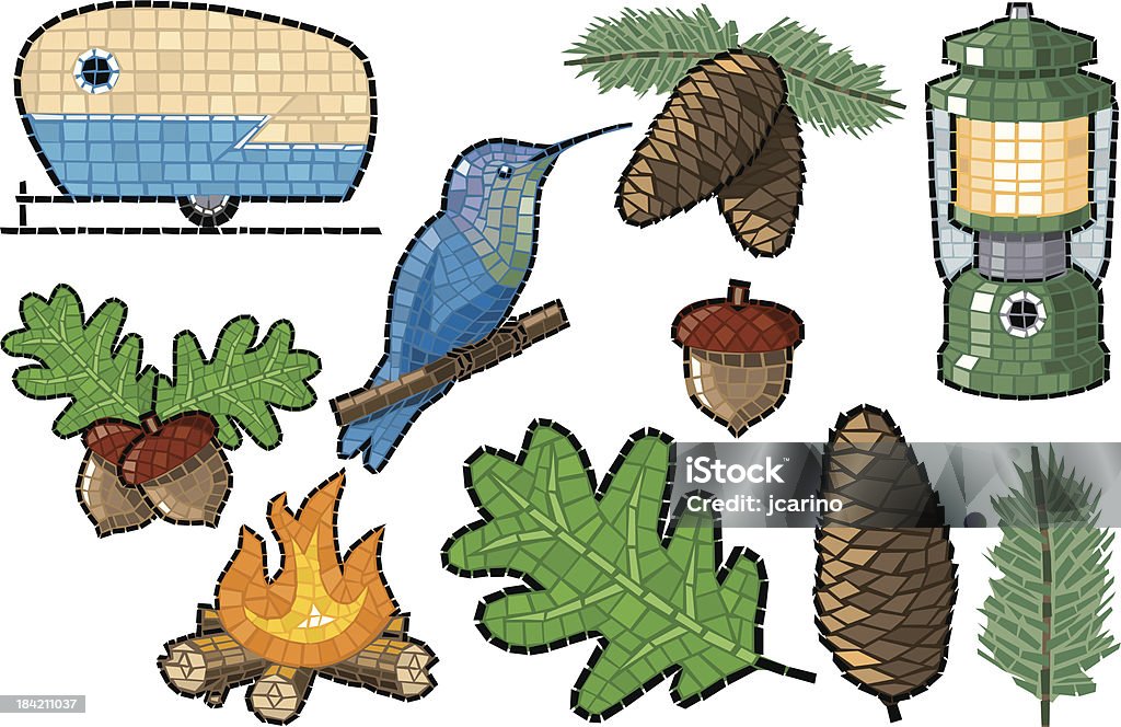 Campamento Mosaic - arte vectorial de Aguja - Parte de planta libre de derechos