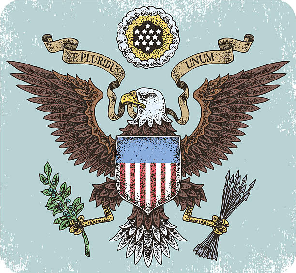 American eagle emblem illustration Hand-drawn American eagle tattoo set. government backgrounds stock illustrations