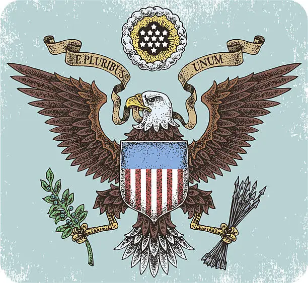 Vector illustration of American eagle emblem illustration