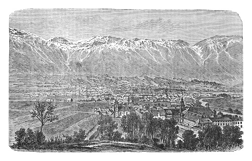 Vintage engraved illustration - Innsbruck (city in Austria)