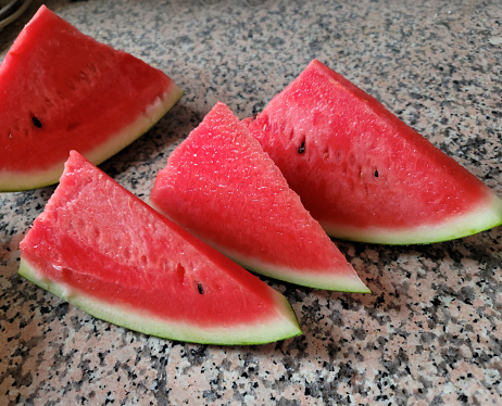 Watermelon slices on the table