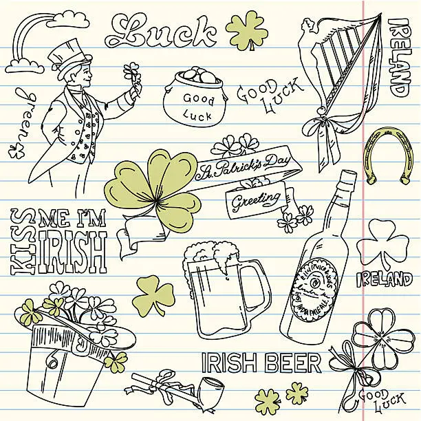 Vector illustration of Saint Patrick's Day doodles